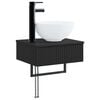 vidaXL Lavabo de Lavado Montado en la Pared Negro 40 x 35 x 39 cm