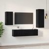 vidaXL Conjunto de mueble de TV 4 pcs Roble Negro Madera de ingenier&iacute;a