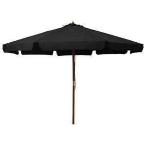 vidaXL Sombrilla de jard&iacute;n con palo de madera negro 330 cm