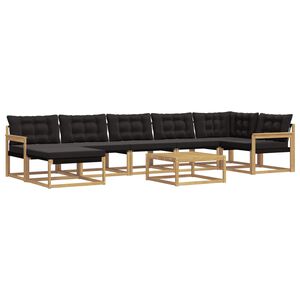 vidaXL Conjunto de sof&aacute;s de exterior 8 uds. Blanco y Negro