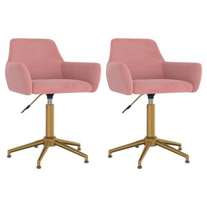 vidaXL Sillas de comedor giratorias 2 unidades terciopelo rosa