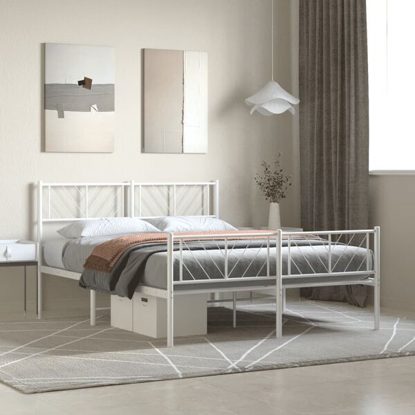 vidaXL Estructura cama sin colchón con estribo metal blanco 160x200 cm