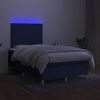 vidaXL Cama box spring con colch&oacute;n y luces LED tela azul 120x190 cm