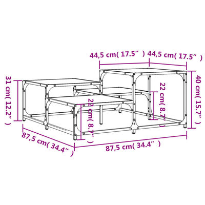 vidaXL Mesa de centro madera de ingeniería negra 87,5x87,5x40 cm