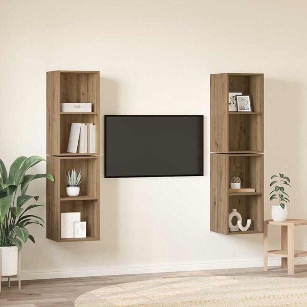vidaXL Conjunto de mueble de TV 4 pcs Roble artesanal 37 x 37 x 72 cm