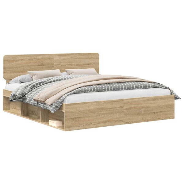vidaXL Estructura de cama Sonoma 200 x 200 cm Madera de pino macizo