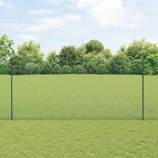 vidaXL Valla con Poste Verde 1,4 x 25 m Acero y PVC