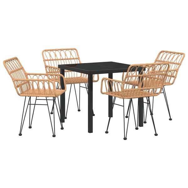 vidaXL Conjunto de Comedor de Jard&iacute;n 5 pcs Marr&oacute;n