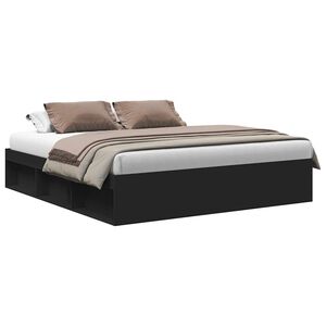 vidaXL Estructura de cama doble sin colch&oacute;n negro 180x200 cm