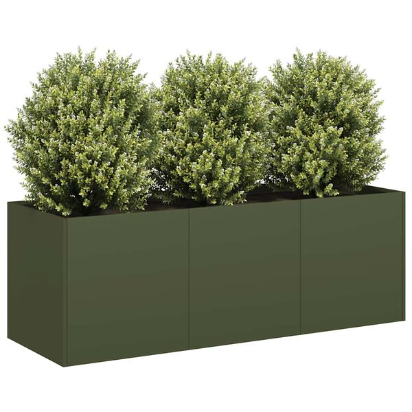vidaXL Jardinera de acero laminado en fr&iacute;o verde oliva 120x40x40 cm