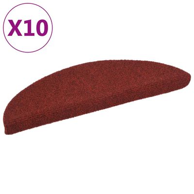 vidaXL Alfombrilla autoadhesiva de escalera 10 uds 56x17x3 cm roja