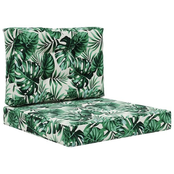 vidaXL Coj&iacute;n para sof&aacute; de exterior 2 pcs Patr&oacute;n de hoja Poli&eacute;ster
