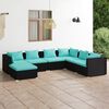 vidaXL Set de muebles de jard&iacute;n 7 pzas y cojines rat&aacute;n sint&eacute;tico negro