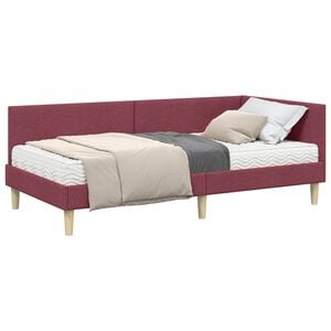 vidaXL Estructura de Cama Esquina con Colch&oacute;n 2 uds. Rojo vino