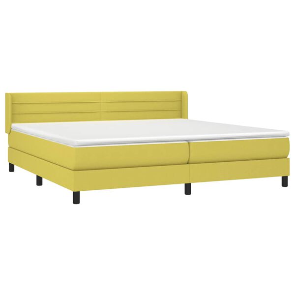 vidaXL Cama box spring con colch&oacute;n tela verde 200x200 cm