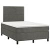 vidaXL Cama box spring colch&oacute;n y LED terciopelo gris oscuro 120x190 cm