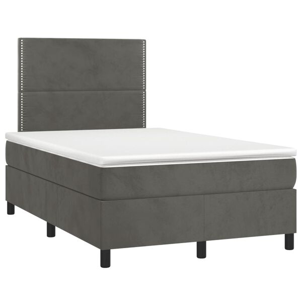 vidaXL Cama box spring colch&oacute;n y LED terciopelo gris oscuro 120x190 cm