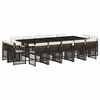 vidaXL Set comedor de jard&iacute;n y cojines 15 pzas rat&aacute;n sint&eacute;tico marr&oacute;n
