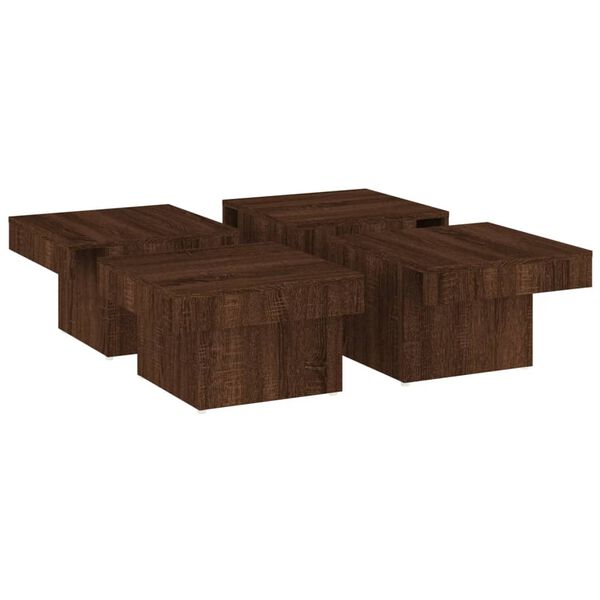 vidaXL Mesa de centro de madera contrachapada roble marrón 90x90x28 cm