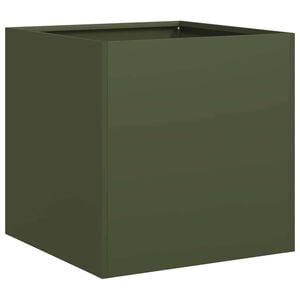 vidaXL Jardinera de acero laminado en fr&iacute;o verde oliva 40x40x40 cm