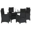 vidaXL Conjunto de Comedor de Jard&iacute;n 5 pcs Negro rat&aacute;n sint&eacute;tico