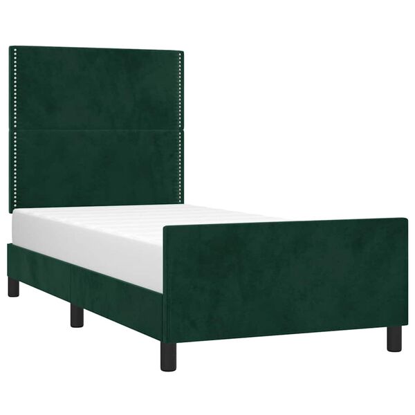 vidaXL Estructura de cama sin colch&oacute;n terciopelo verde oscuro 90x200cm