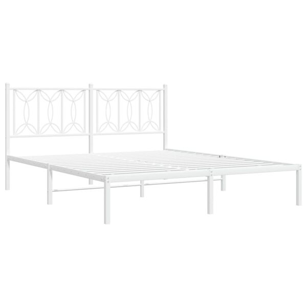 vidaXL Estructura cama sin colch&oacute;n con cabecero metal blanco 160x200cm