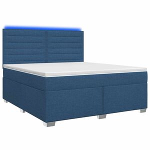 vidaXL Cama box spring con colch&oacute;n con cabecera Azul 140 x 200 cm Tela