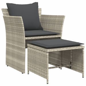 vidaXL Sill&oacute;n de jard&iacute;n con reposapi&eacute;s rat&aacute;n sint&eacute;tico gris claro