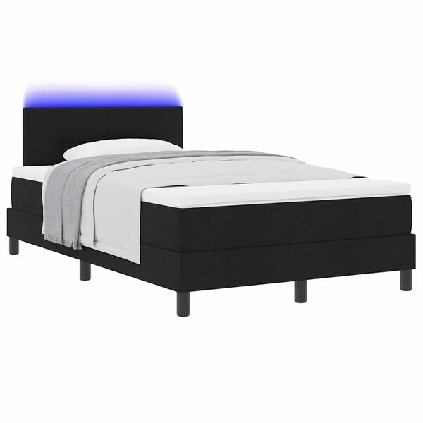 vidaXL Cama tipo Box Spring con colch&oacute;n Negro 120 x 200 cm tela
