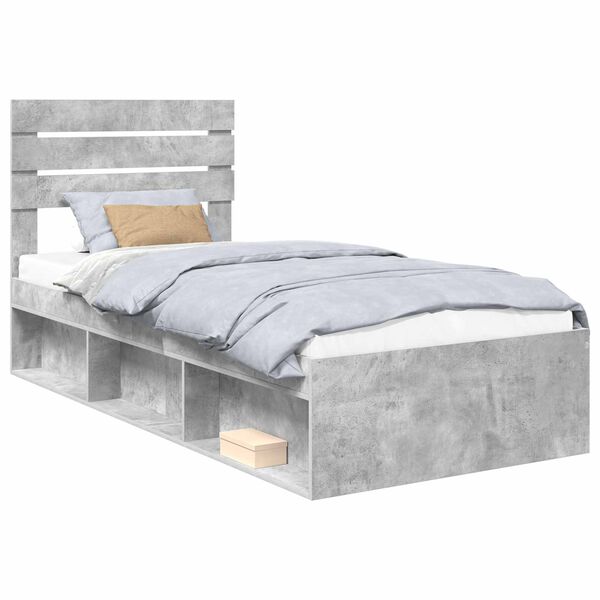vidaXL Estructura de cama Concreto 90 x 200 cm Madera de pino macizo