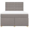vidaXL Cama box spring con colch&oacute;n tela gris taupe 140x190 cm