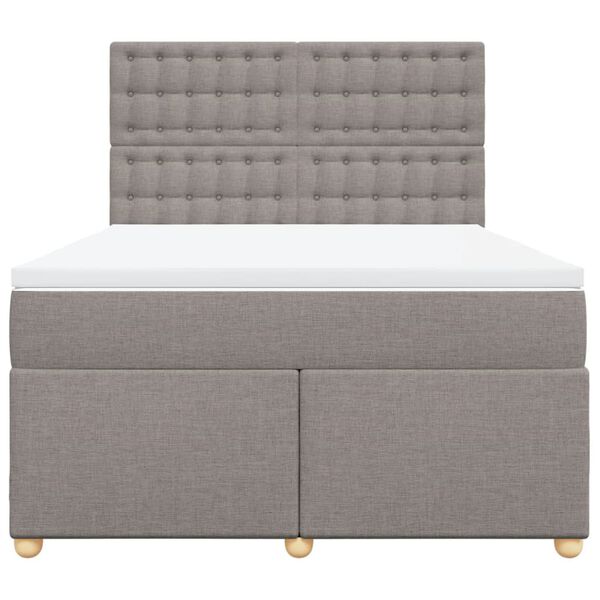 vidaXL Cama box spring con colch&oacute;n tela gris taupe 140x190 cm