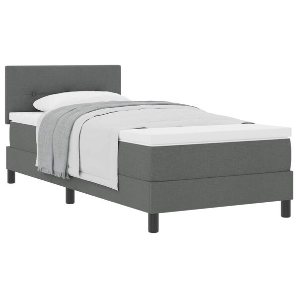 vidaXL Cama tipo Box Spring con colch&oacute;n Gris oscuro 90 x 190 cm tela