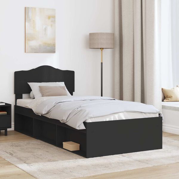 vidaXL Estructura de cama Negro 75 x 190 cm Madera de pino macizo