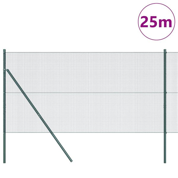 vidaXL Poste de Valla Verde 25 x 1 m (malla de 16 x 16 mm) Acero