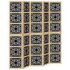 vidaXL Biombo separador 5 paneles madera maciza Paulownia marr&oacute;n negro