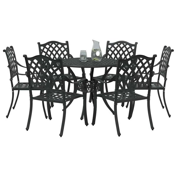 vidaXL Conjunto de Comedor de Jardín 7 pcs Negro 90 x 90 x 75 cm