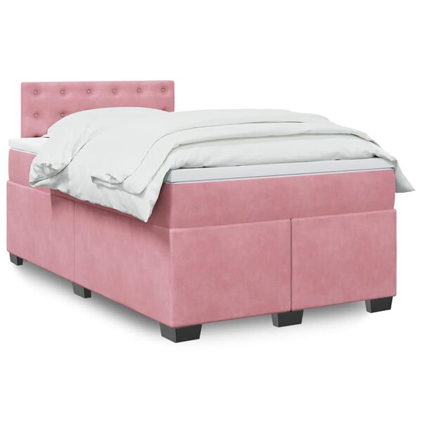 vidaXL Cama box spring con colch&oacute;n terciopelo rosa 120x190 cm