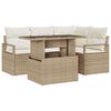 vidaXL Conjunto de sof&aacute; de jard&iacute;n 5 uds. Beige Polirat&aacute;n
