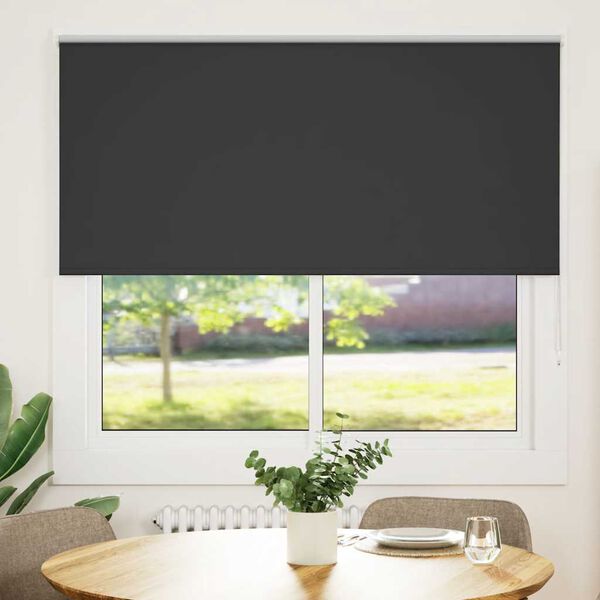 vidaXL Estor Enrollable Opaco negro 145x175 cm Tela Ancho 141,6 cm