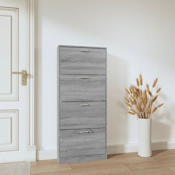 vidaXL Mueble zapatero madera contrachapada gris Sonoma 59x17x150 cm
