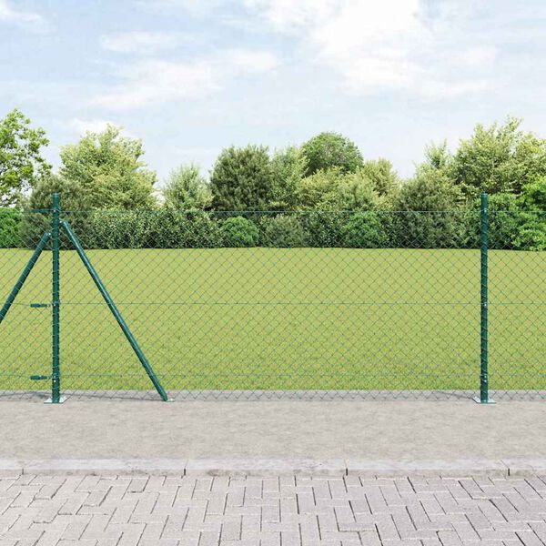 vidaXL Poste de Valla Verde 25 x 1 m (malla de 40 x 40 mm) Acero y PVC