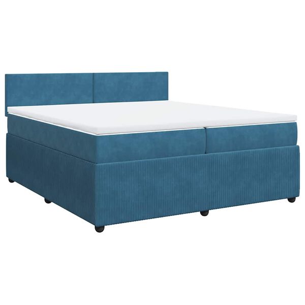 vidaXL Cama box spring con colch&oacute;n terciopelo azul 200x200 cm