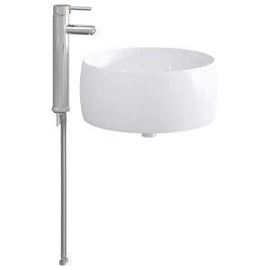 vidaXL Lavabo de ba&ntilde;o con grifo y desag&uuml;e Cromado 38,5 x 38,5 x 16 cm
