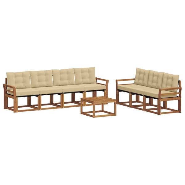 vidaXL Conjunto de sof&aacute;s de exterior con coj&iacute;n 8 pcs Natural y Beige