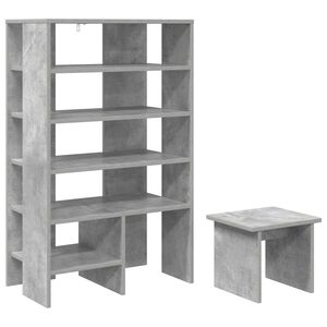 vidaXL Armario Zapatero 2 pcs Gris Concreto Madera de ingenier&iacute;a