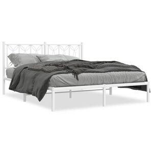 vidaXL Estructura cama sin colch&oacute;n con cabecero metal blanco 160x200cm