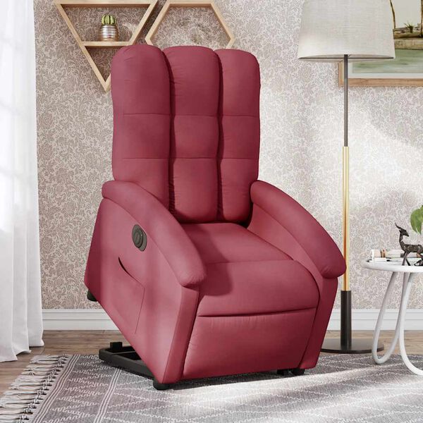 vidaXL Sill&oacute;n el&eacute;ctrico reclinable elevable de tela rojo tinto