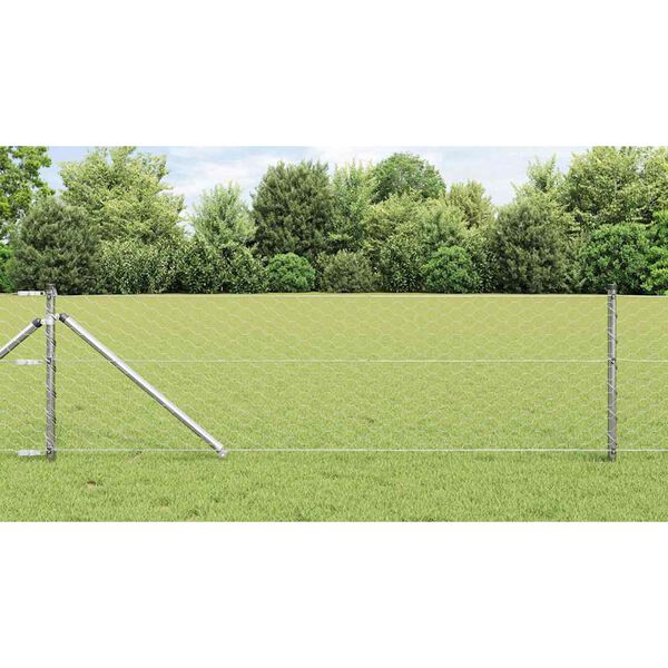 vidaXL Poste de Valla Plateado 10 x 0,6 m (malla de 50 mm) Acero